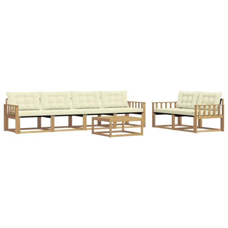 Lauko sofos komplektas 7 pcs Balta ir kreminė 79 x 79 x 37 cm