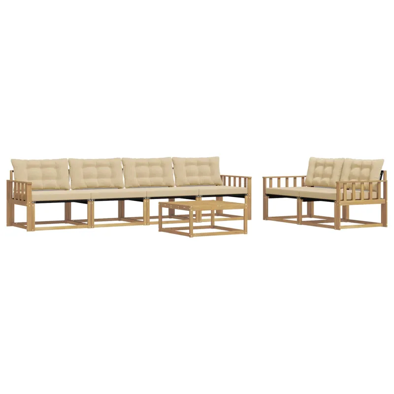 Lauko sofos komplektas 7 pcs Balta ir kreminė 79 x 79 x 37 cm