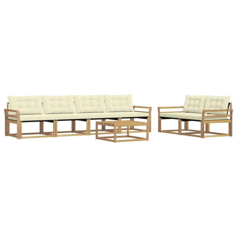 Lauko sofos komplektas 7 pcs Balta ir kreminė 79 x 79 x 37 cm
