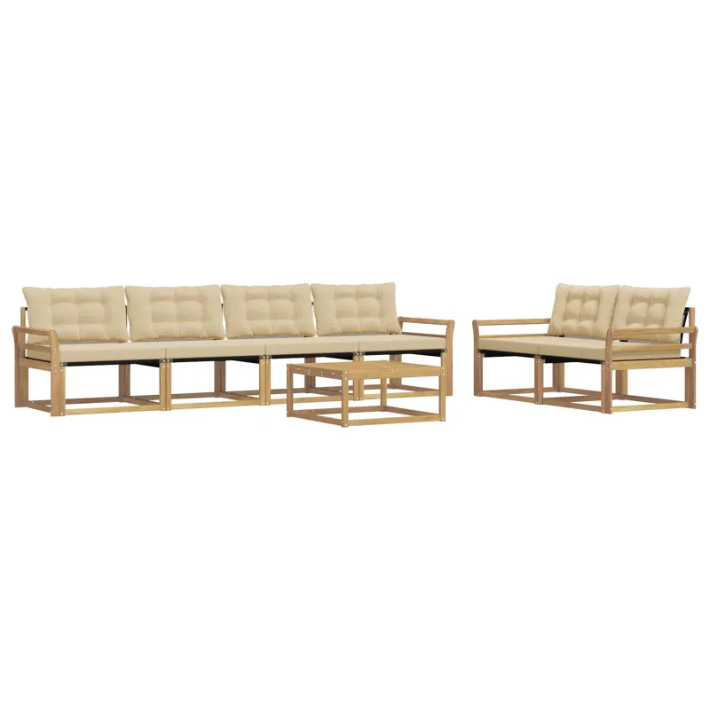 Lauko sofos komplektas 7 pcs Balta ir kreminė