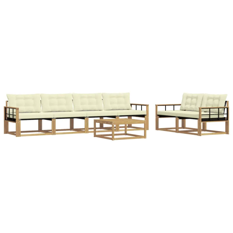 Lauko sofos komplektas 7 pcs Balta ir kreminė 79 x 79 x 37 cm
