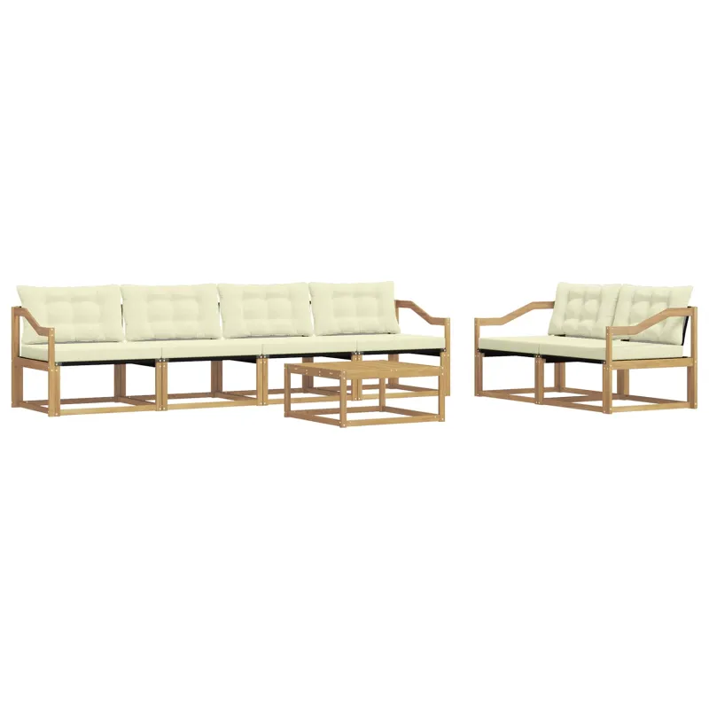Lauko sofos komplektas 7 pcs Balta ir kreminė 79 x 79 x 37 cm