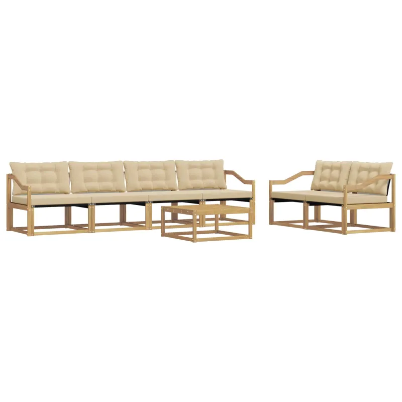 Lauko sofos komplektas 7 pcs Balta ir kreminė 79 x 79 x 37 cm
