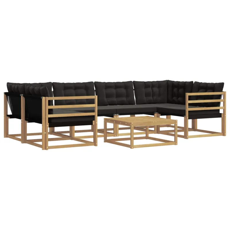 Lauko sofos komplektas 7 pcs Balta ir juoda 79 x 79 x 37 cm
