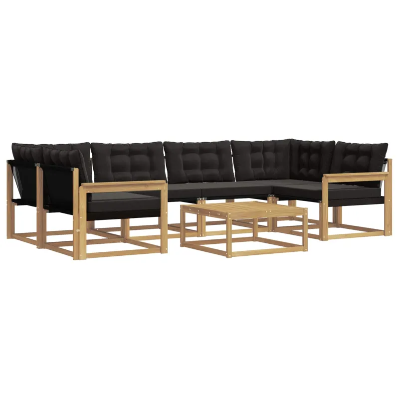 Lauko sofos komplektas 7 pcs Balta ir juoda 79 x 79 x 37 cm