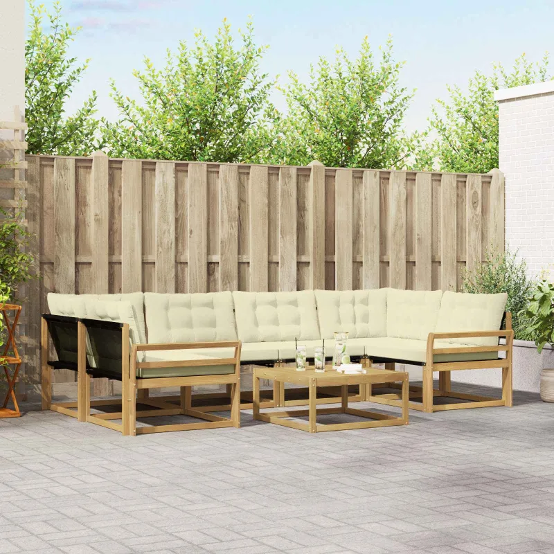 Lauko sofos komplektas 7 pcs Balta ir kreminė 79 x 79 x 37 cm