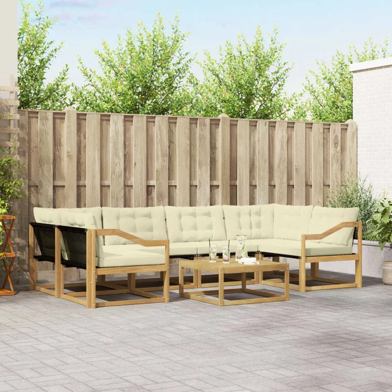 Lauko sofos komplektas 7 pcs Balta ir kreminė 79 x 79 x 37 cm