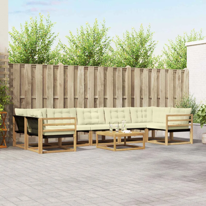 Lauko sofos komplektas 8 pcs Balta ir kreminė 79 x 79 x 37 cm