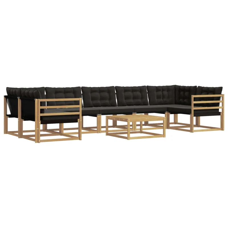 Lauko sofos komplektas 8 pcs Balta ir juoda 79 x 79 x 37 cm