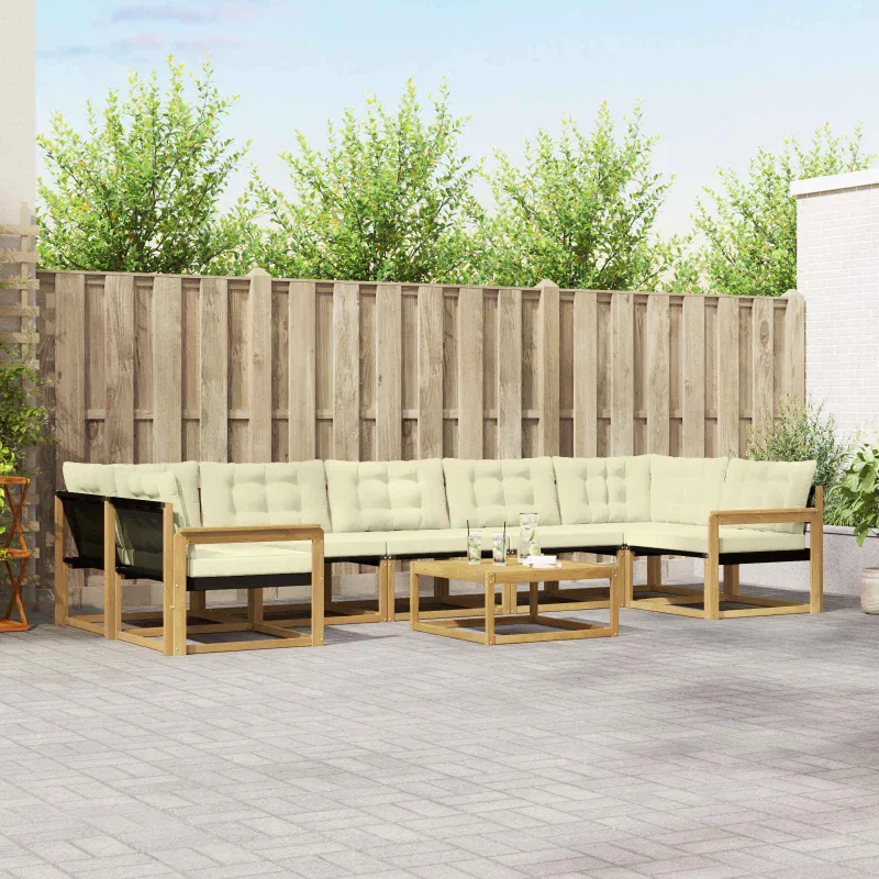 Lauko sofos komplektas 8 pcs Balta ir kreminė 79 x 79 x 37 cm