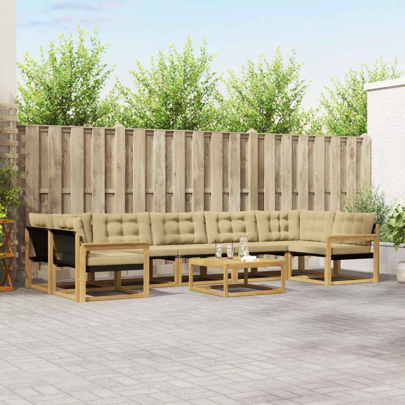 Lauko sofos komplektas 8 pcs Balta ir kreminė 79 x 79 x 37 cm
