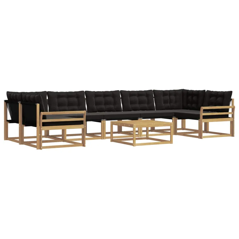 Lauko sofos komplektas 8 pcs Balta ir juoda 79 x 79 x 37 cm