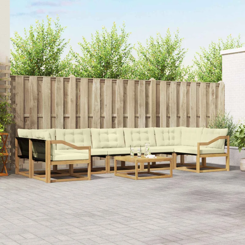 Lauko sofos komplektas 8 pcs Balta ir kreminė 79 x 79 x 37 cm