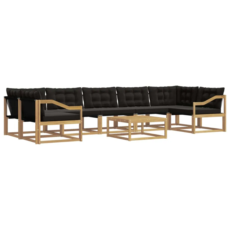Lauko sofos komplektas 8 pcs Balta ir juoda 79 x 79 x 37 cm