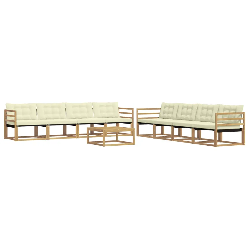 Lauko sofos komplektas 9 pcs Balta ir kreminė 79 x 79 x 37 cm