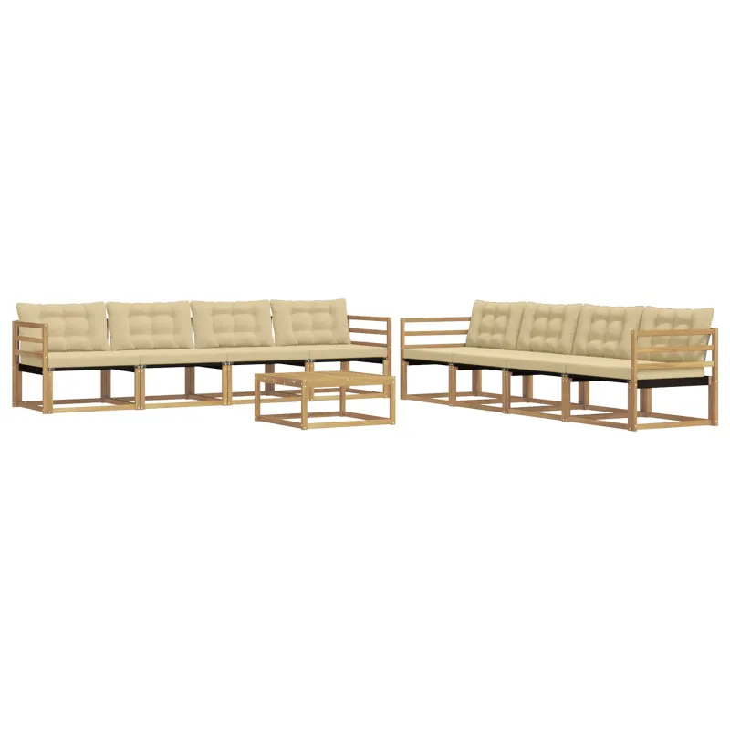 Lauko sofos komplektas 9 pcs Balta ir kreminė 79 x 79 x 37 cm