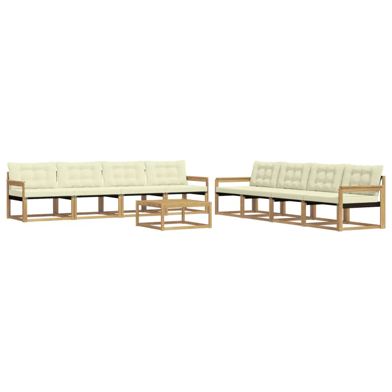 Lauko sofos komplektas 9 pcs Balta ir kreminė 79 x 79 x 37 cm