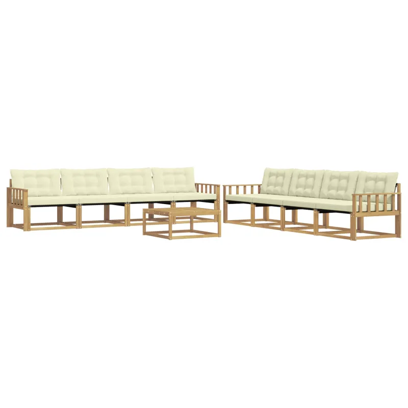 Lauko sofos komplektas 9 pcs Balta ir kreminė 79 x 79 x 37 cm