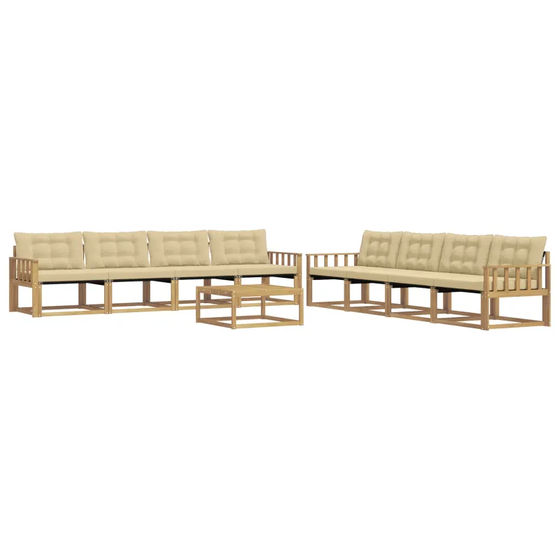 Lauko sofos komplektas 9 pcs Balta ir kreminė 79 x 79 x 37 cm