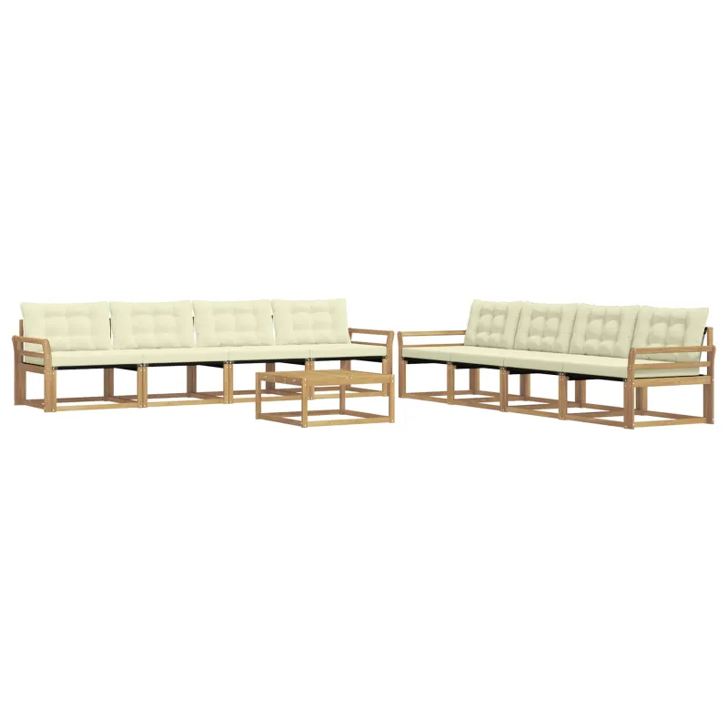 Lauko sofos komplektas 9 pcs Balta ir kreminė 79 x 79 x 37 cm