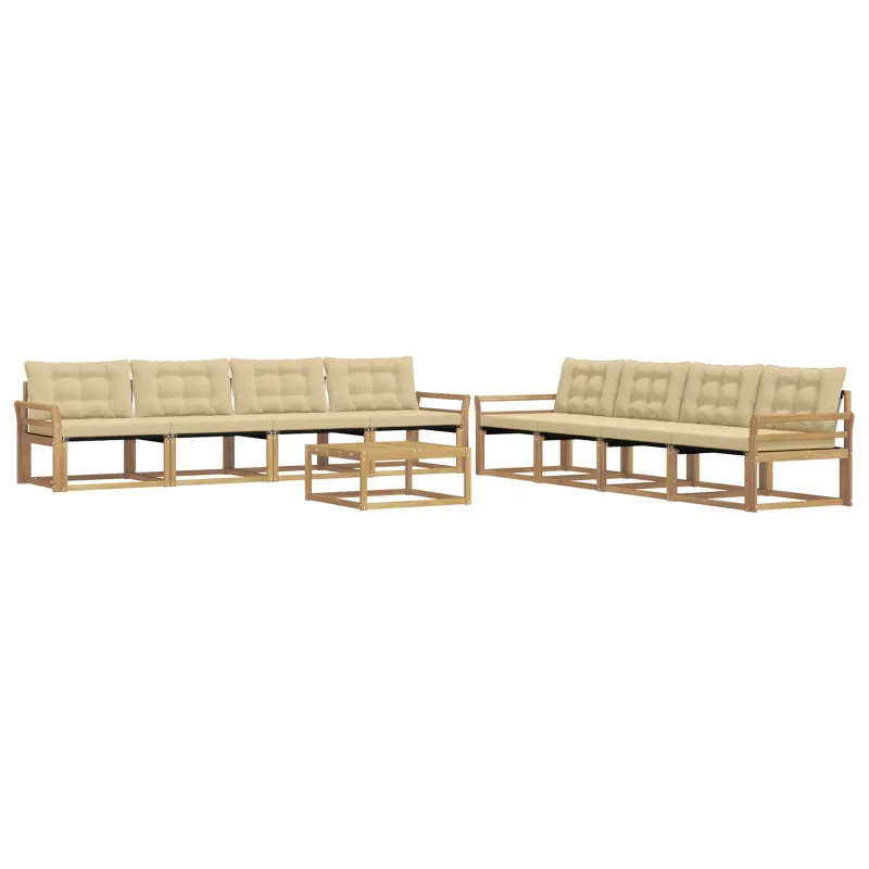Lauko sofos komplektas 9 pcs Balta ir kreminė 79 x 79 x 37 cm