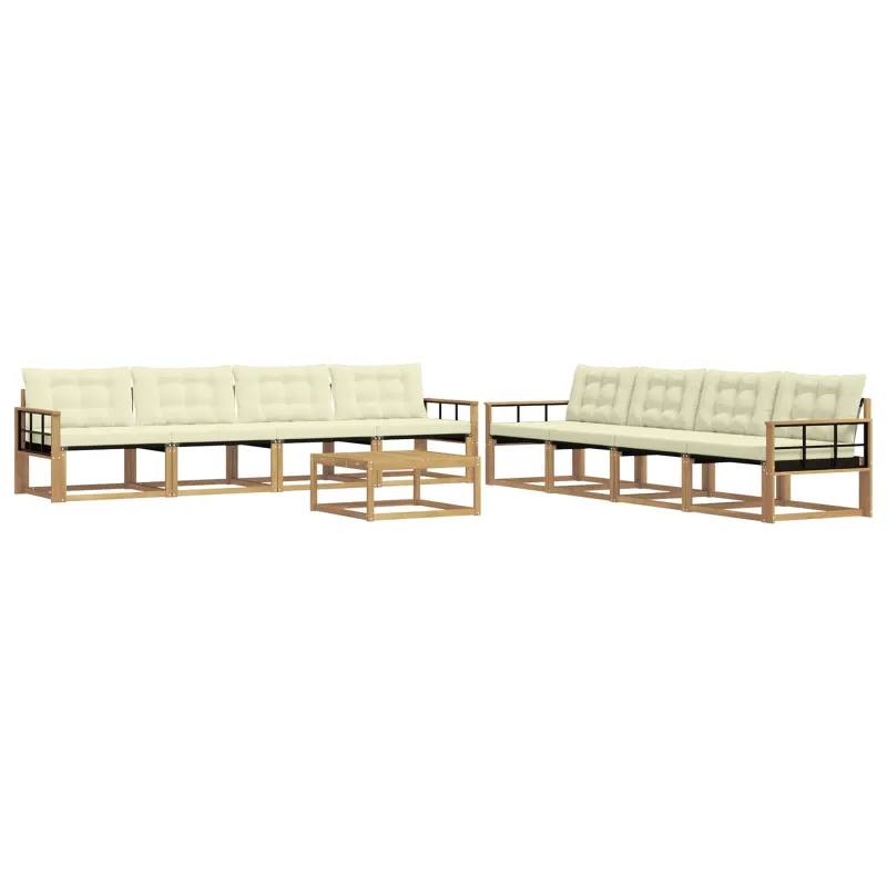 Lauko sofos komplektas 9 pcs Balta ir kreminė 79 x 79 x 37 cm