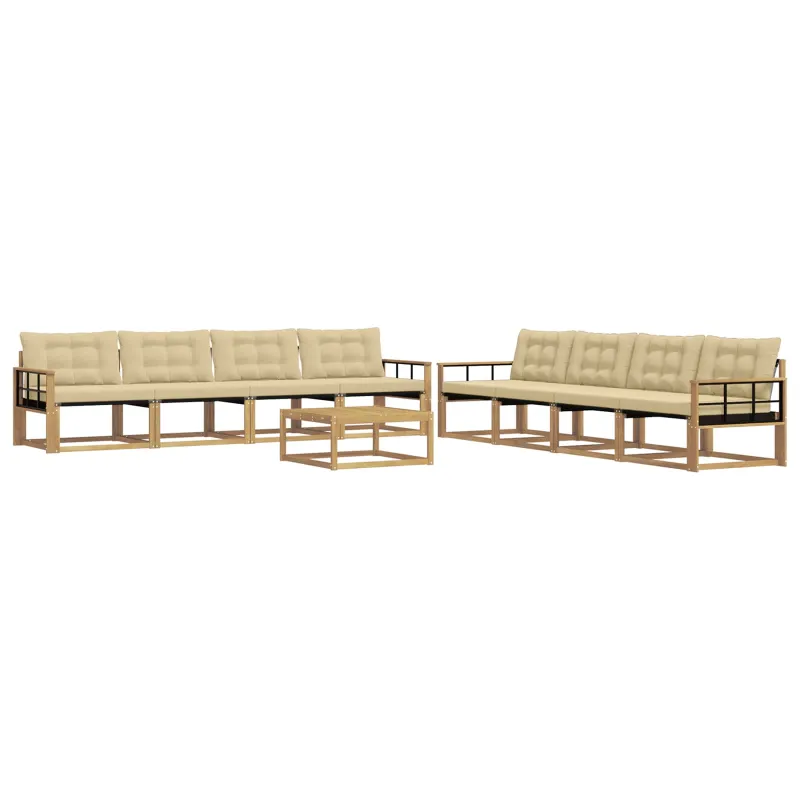 Lauko sofos komplektas 9 pcs Balta ir kreminė 79 x 79 x 37 cm