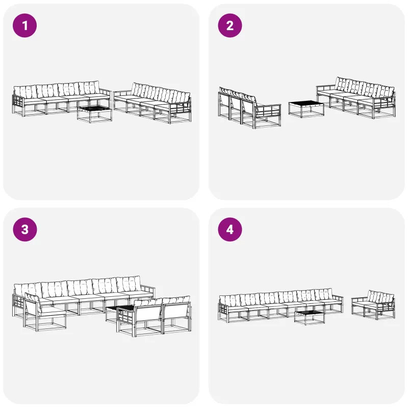 Lauko sofos komplektas 9 pcs Balta ir kreminė 79 x 79 x 37 cm