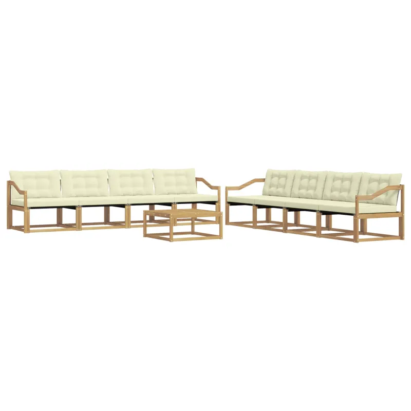 Lauko sofos komplektas 9 pcs Balta ir kreminė 79 x 79 x 37 cm