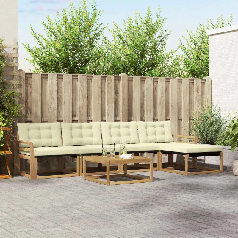 Lauko sofos komplektas 6 pcs Balta ir kreminė 79 x 79 x 37 cm