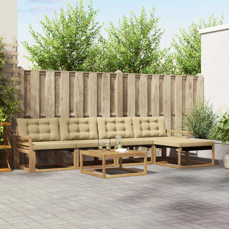 Lauko sofos komplektas 6 pcs Balta ir kreminė 79 x 79 x 37 cm
