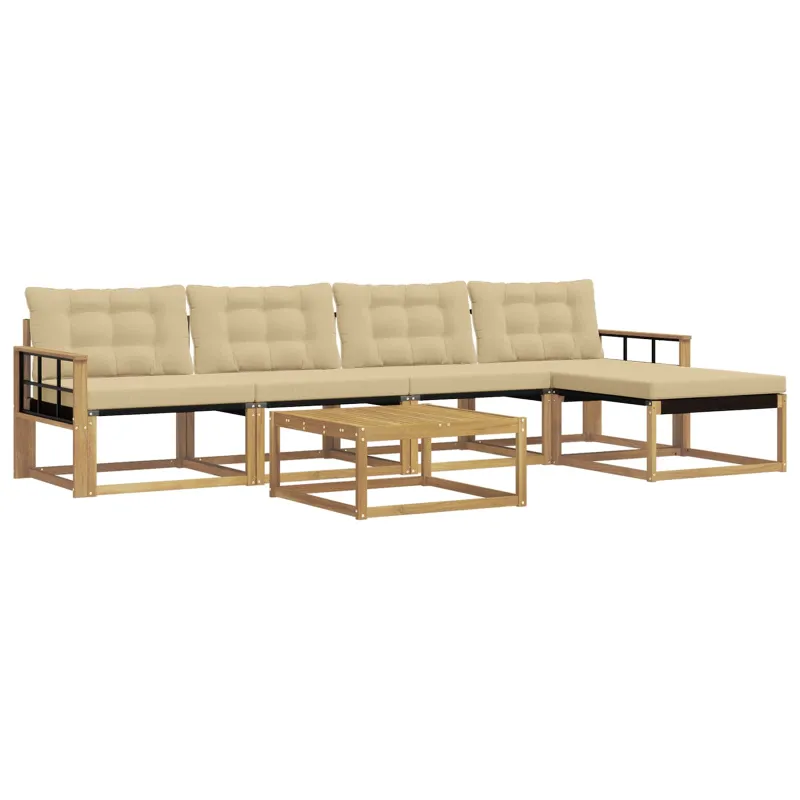 Lauko sofos komplektas 6 pcs Balta ir kreminė 79 x 79 x 37 cm