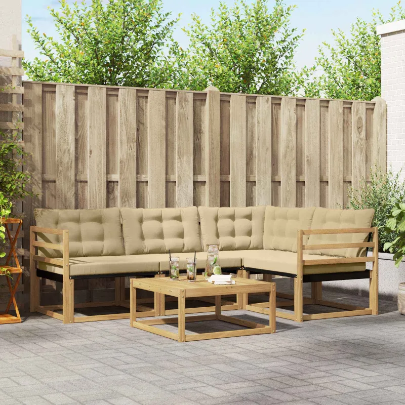 Lauko sofos komplektas 5 pcs Balta ir kreminė 79 x 79 x 37 cm