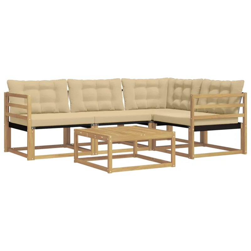 Lauko sofos komplektas 5 pcs Balta ir kreminė 79 x 79 x 37 cm