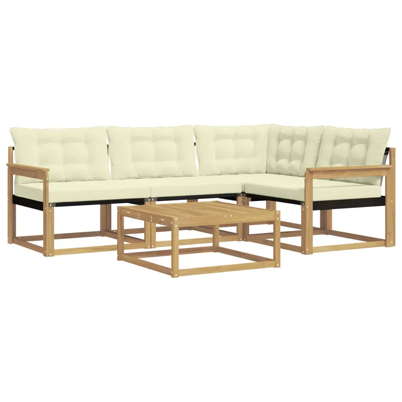 Lauko sofos komplektas 5 pcs Balta ir kreminė 79 x 79 x 37 cm