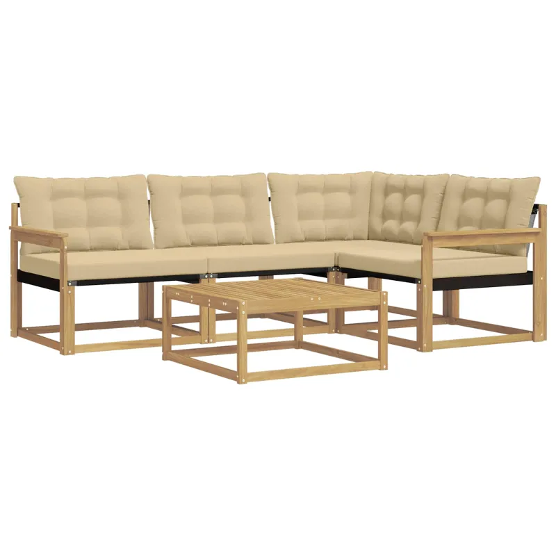 Lauko sofos komplektas 5 pcs Balta ir kreminė 79 x 79 x 37 cm