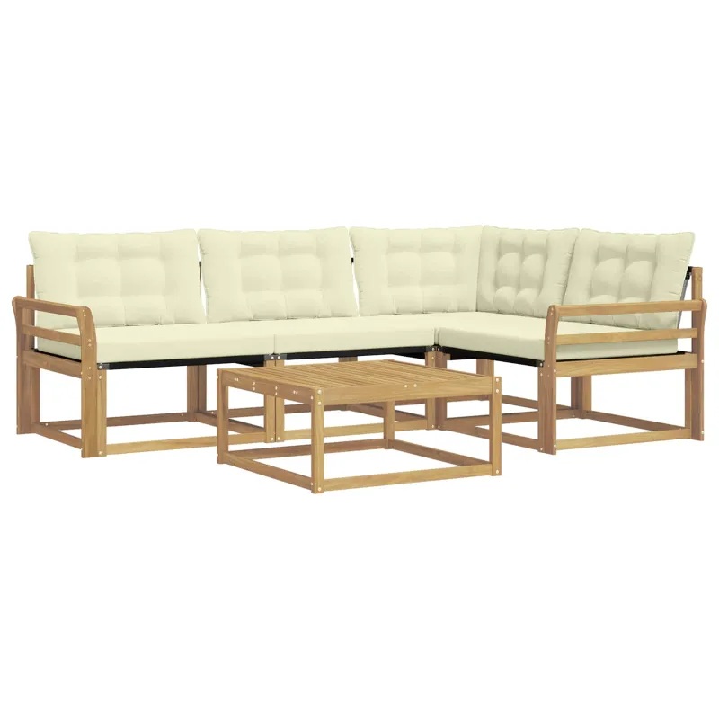 Lauko sofos komplektas 5 pcs Balta ir kreminė 79 x 79 x 37 cm