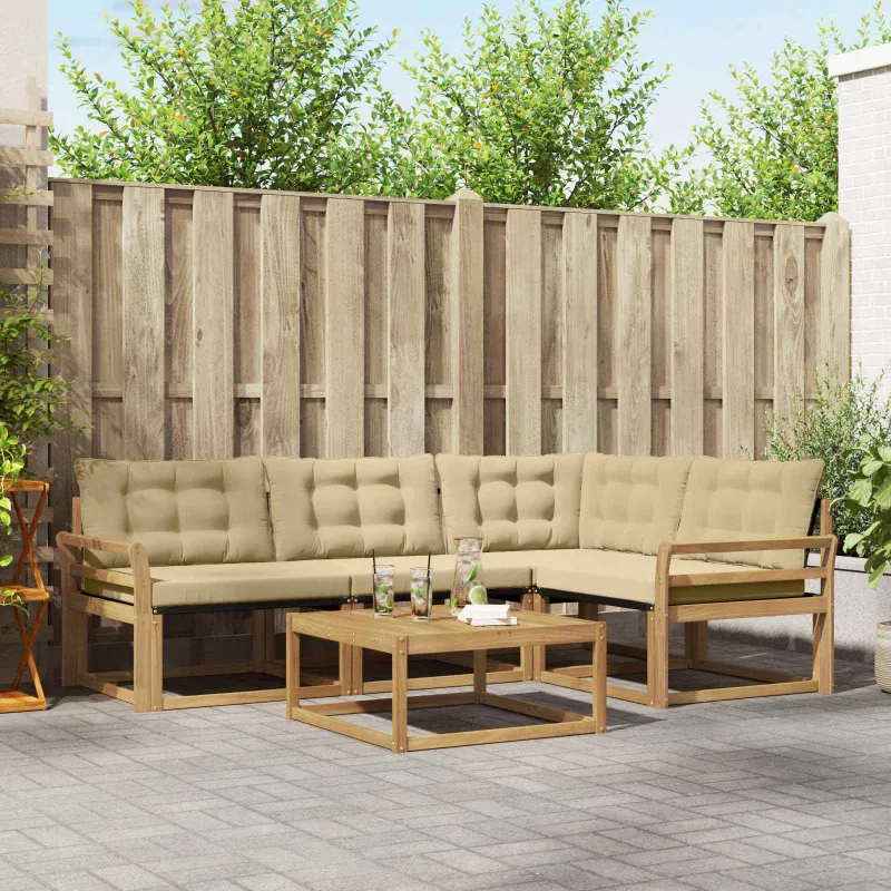 Lauko sofos komplektas 5 pcs Balta ir kreminė 79 x 79 x 37 cm