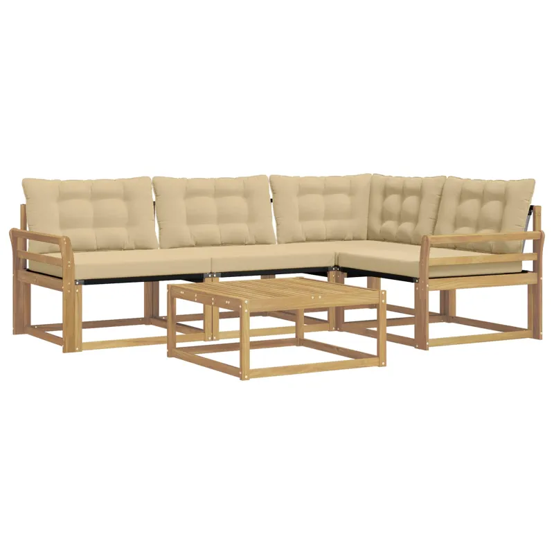 Lauko sofos komplektas 5 pcs Balta ir kreminė 79 x 79 x 37 cm