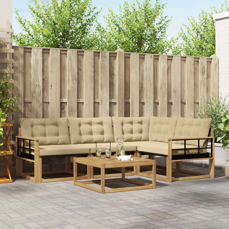 Lauko sofos komplektas 5 pcs Balta ir kreminė 79 x 79 x 37 cm