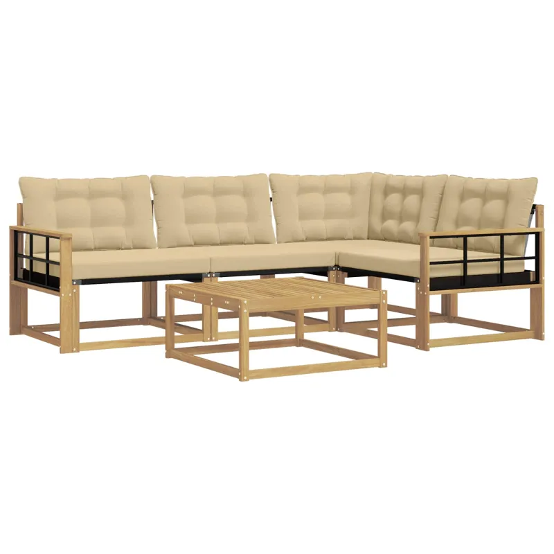 Lauko sofos komplektas 5 pcs Balta ir kreminė 79 x 79 x 37 cm