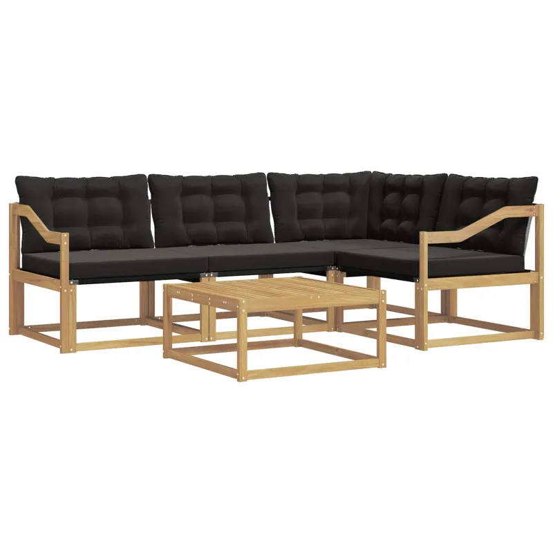 Lauko sofos komplektas 5 pcs Balta ir juoda 79 x 79 x 37 cm