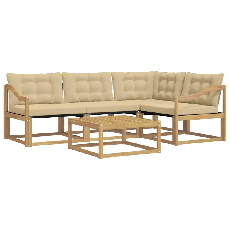 Lauko sofos komplektas 5 pcs Balta ir kreminė 79 x 79 x 37 cm