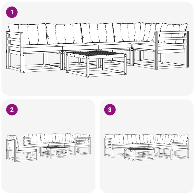 Lauko sofos komplektas 6 pcs Balta ir kreminė 79 x 79 x 37 cm