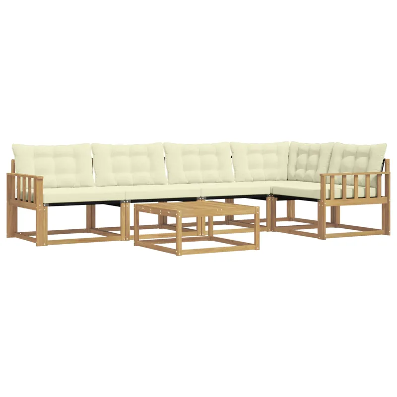 Lauko sofos komplektas 6 pcs Balta ir kreminė
