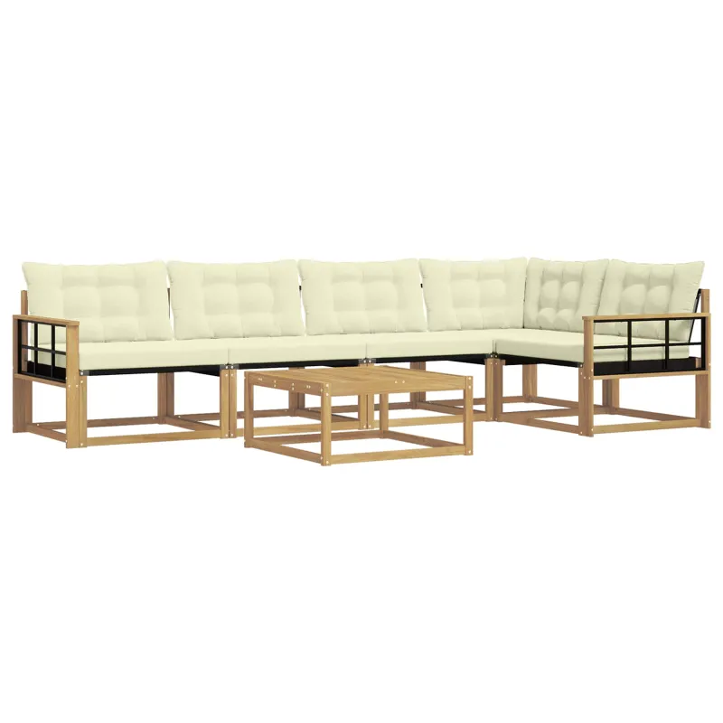 Lauko sofos komplektas 6 pcs Balta ir kreminė 79 x 79 x 37 cm