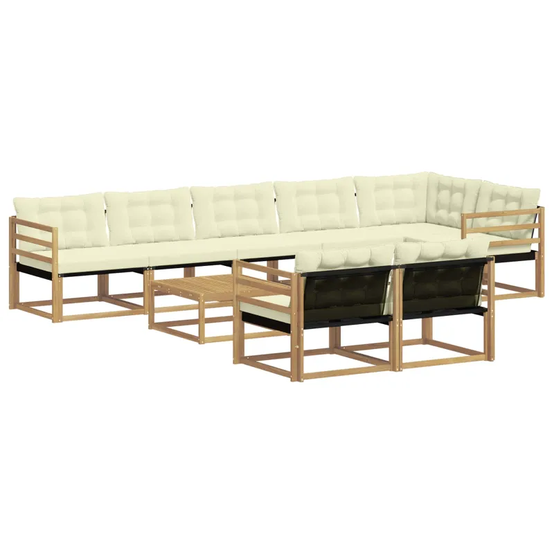 Lauko sofos komplektas 9 pcs Balta ir kreminė 79 x 79 x 37 cm