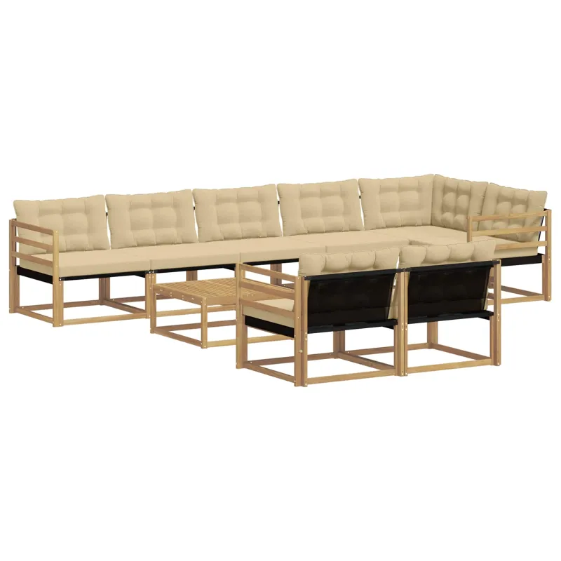 Lauko sofos komplektas 9 pcs Balta ir kreminė 79 x 79 x 37 cm