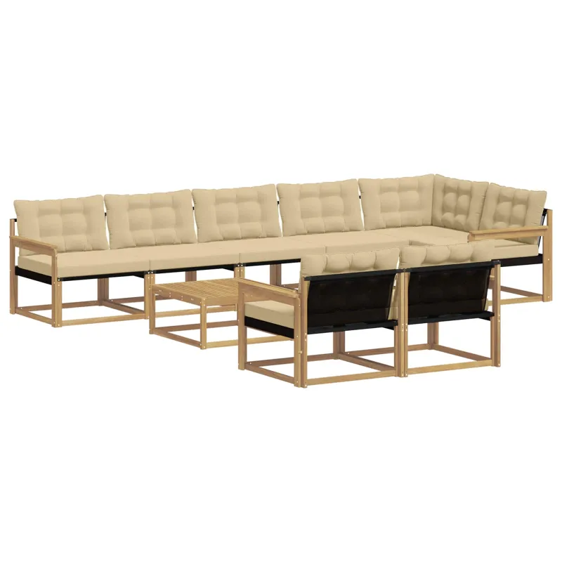 Lauko sofos komplektas 9 pcs Balta ir kreminė 79 x 79 x 37 cm