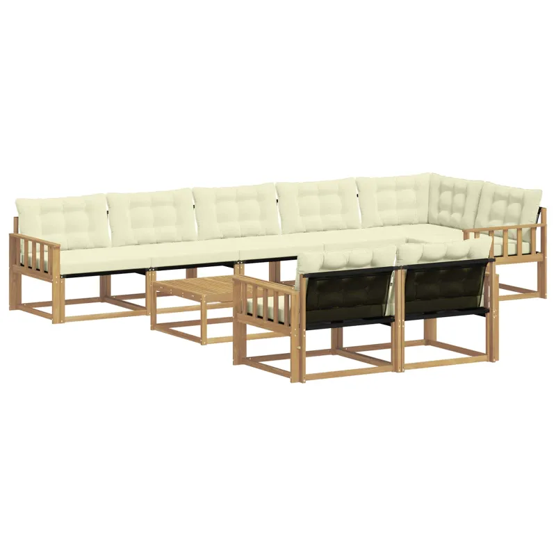 Lauko sofos komplektas 9 pcs Balta ir kreminė 79 x 79 x 37 cm